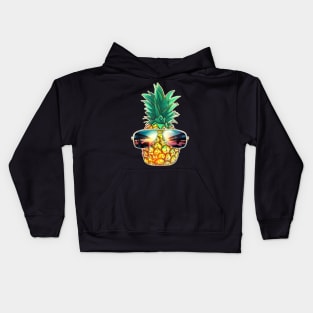 Hawaiian Pineapple with Sunglasses Aloha Beach Kids Hoodie